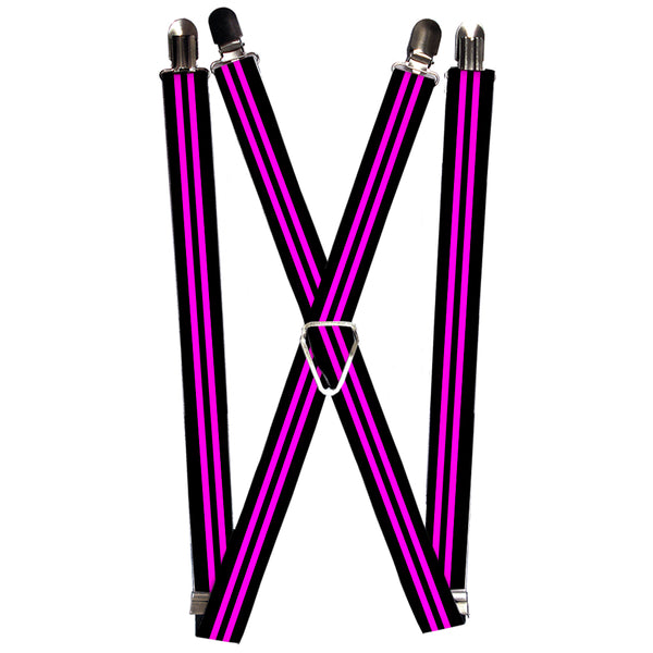 Buckle-Down Suspenders - 1.0" - Stripe Black/Pink