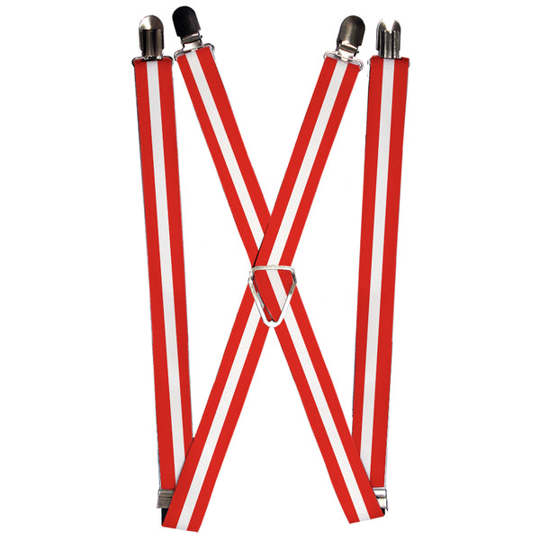 Buckle-Down Suspenders - 1.0" - Stripes Red/White/Red