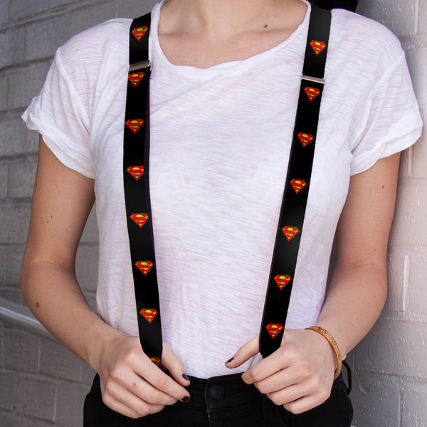 Buckle-Down Suspenders - 1.0" - Superman Shield Black