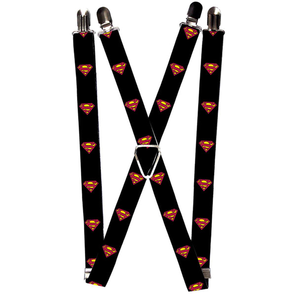 Buckle-Down Suspenders - 1.0" - Superman Shield Black