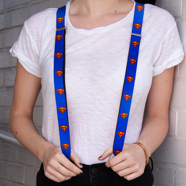 Buckle-Down Suspenders - 1.0" - Superman Shield Blue