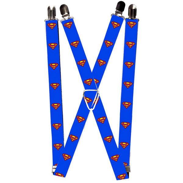 Buckle-Down Suspenders - 1.0" - Superman Shield Blue