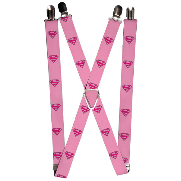 Buckle-Down Suspenders - 1.0" - Superman Shield Pink
