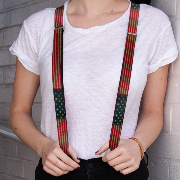 Buckle-Down Suspenders - 1.0" - Vintage US Flag Stretch