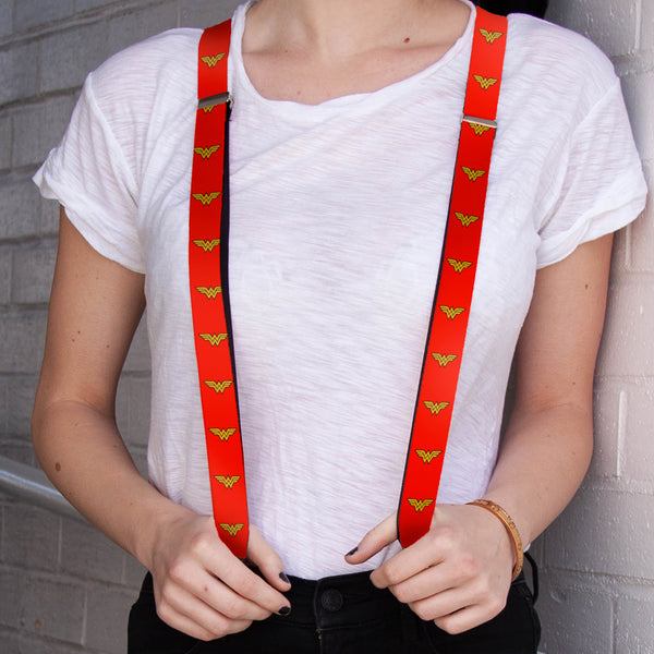 Buckle-Down Suspenders - 1.0" - Wonder Woman Logo Red