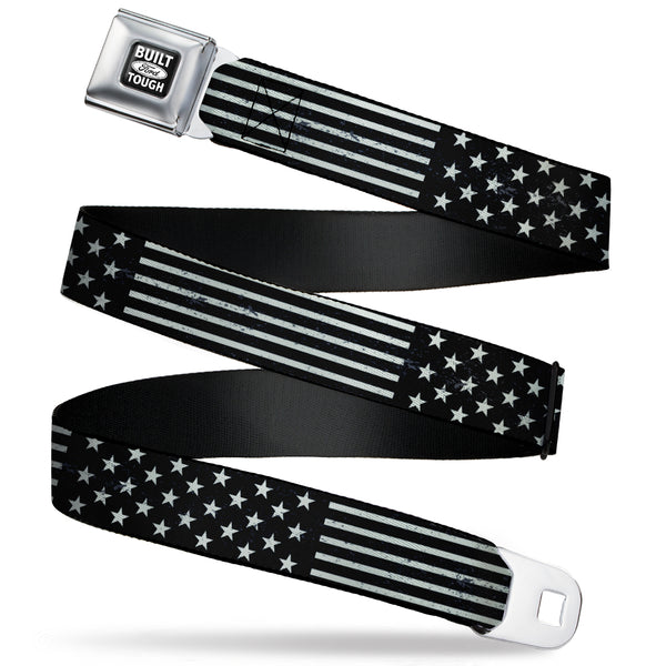 Buckle-Down Built Ford Tough Seatbelt Belt - Americana Stars & Stripes2 Weathered Black/Gray