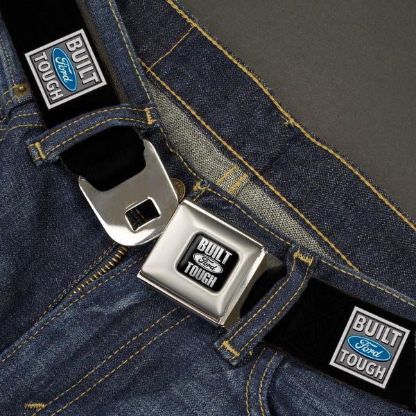 Buckle-Down Built Ford Tough Seatbelt Belt - Built Ford Tough Logo REPEAT Webbing