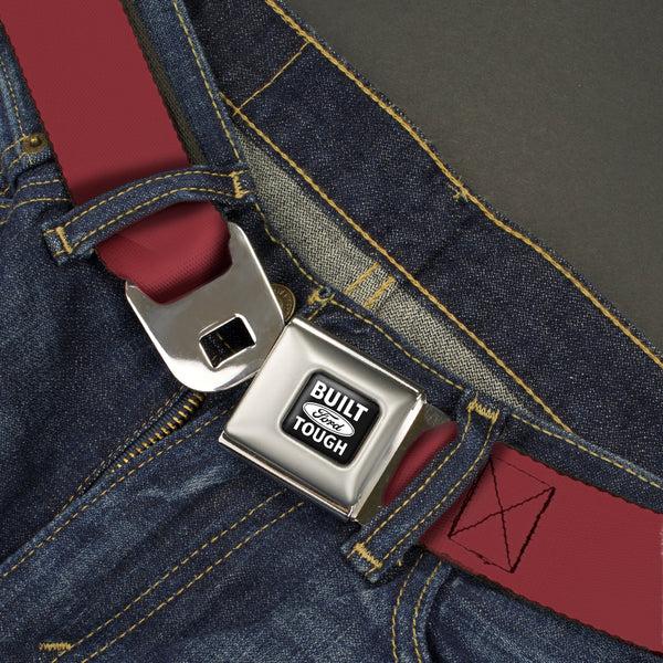 Buckle-Down Built Ford Tough Seatbelt Belt - Burgundy Webbing