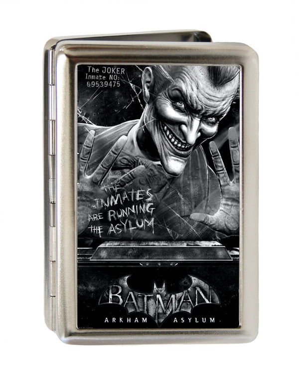 Buckle-Down Business Card Holder - LARGE - BATMAN ARKHAM ASYLUM Joker Pose Brushed Silver