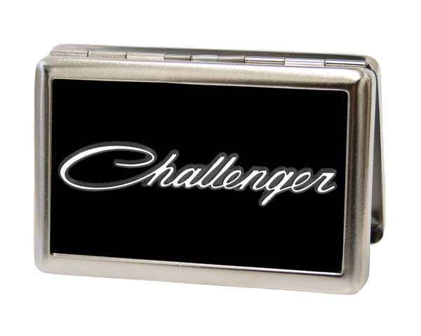 Buckle-Down Business Card Holder - LARGE - CHALLENGER "3-D" Script FCG Black White Gray