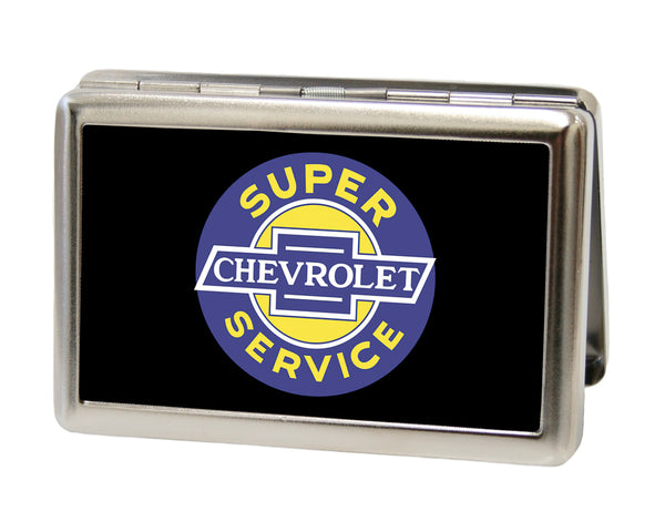 Buckle-Down Business Card Holder - LARGE - CHEVROLET SUPER SERVICE Logo FCG Black Blue Yellow White