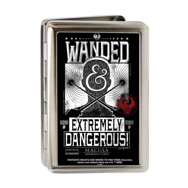 Buckle-Down Business Card Holder - LARGE - FANTASTIC BEASTS AND WHERE TO FIND THEM Bust Silhouette WANDED & EXTREMELY DANGEROUS FCG Black White Red