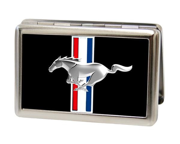 Buckle-Down Business Card Holder - LARGE - Ford Mustang W Bars Logo CENTERED FCG Black