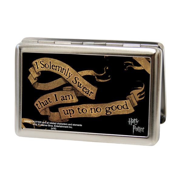 Buckle-Down Business Card Holder - LARGE - Harry Potter I SOLEMNLY SWEAR THAT I AM UP TO NO GOOD Banner FCG Black Tan