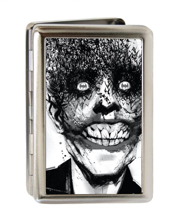 Buckle-Down Business Card Holder - LARGE - Joker Bat Face My Dark Architect Cover Brushed Silver