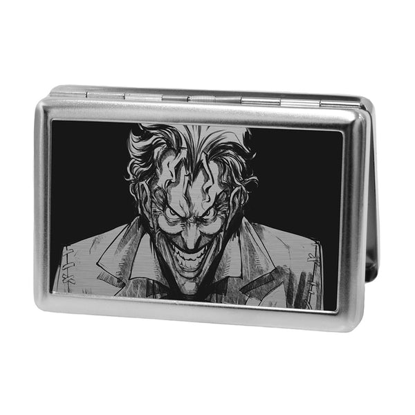 Buckle-Down Business Card Holder - LARGE - Joker Smiling CLOSE-UP Reverse Brushed