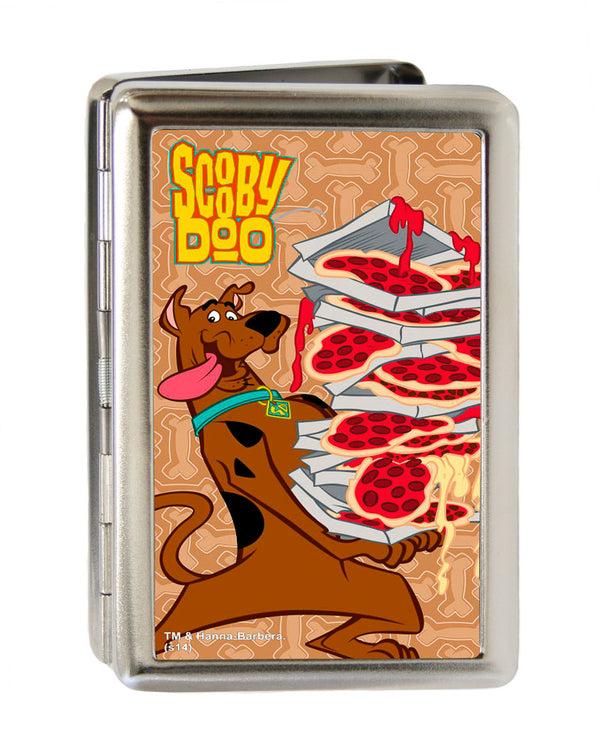 Buckle-Down Business Card Holder - LARGE - SCOOBY DOO Pizza Stack Pose Dog Bone FCG Browns
