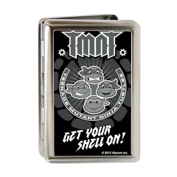 Buckle-Down Business Card Holder - LARGE - TMNT Group Pose Shell GET YOUR SHELL ON Brushed Silver