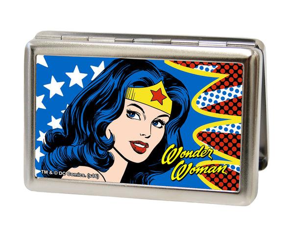 Buckle-Down Business Card Holder - LARGE - Wonder Woman Face w Stars FCG