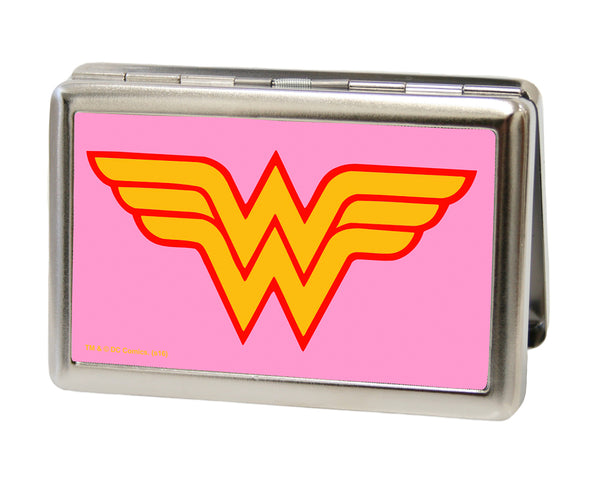 Buckle-Down Business Card Holder - LARGE - Wonder Woman Logo FCG Pink