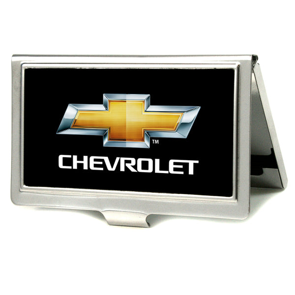 Buckle-Down Business Card Holder - SMALL - CHEVROLET Bowtie Logo Black Silver Gold White