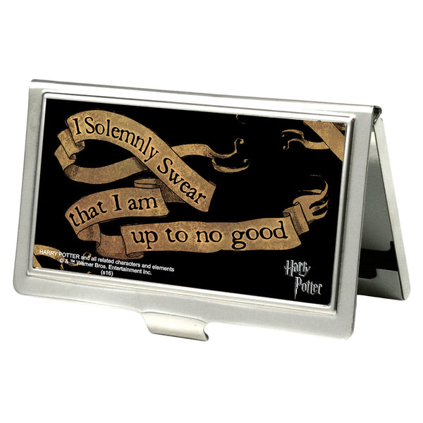 Buckle-Down Business Card Holder - SMALL - Harry Potter I SOLEMNLY SWEAR THAT I AM UP TO NO GOOD Banner FCG Black Tan