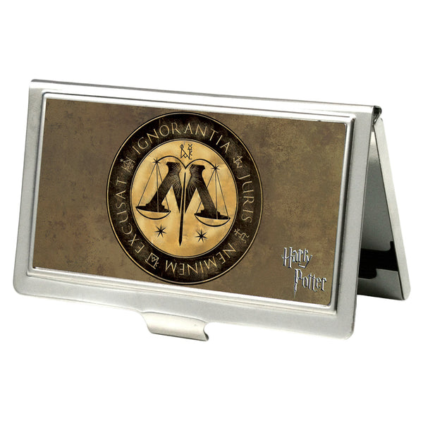 Buckle-Down Business Card Holder - SMALL - Harry Potter Wizengamot Logo IGNORANTIA JURIS NEMINEM EXCUSAT FCG Browns