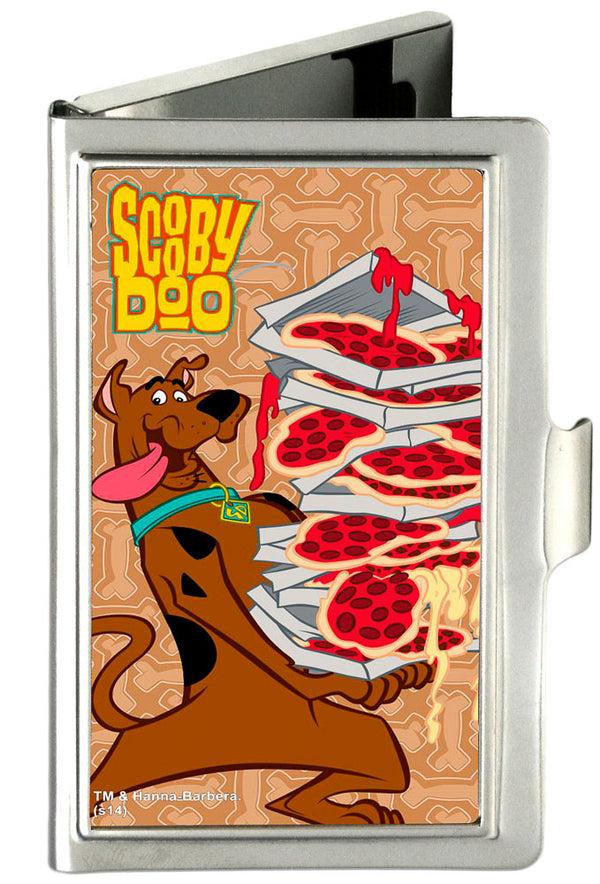 Buckle-Down Business Card Holder - SMALL - SCOOBY DOO Pizza Stack Pose Dog Bone FCG Browns