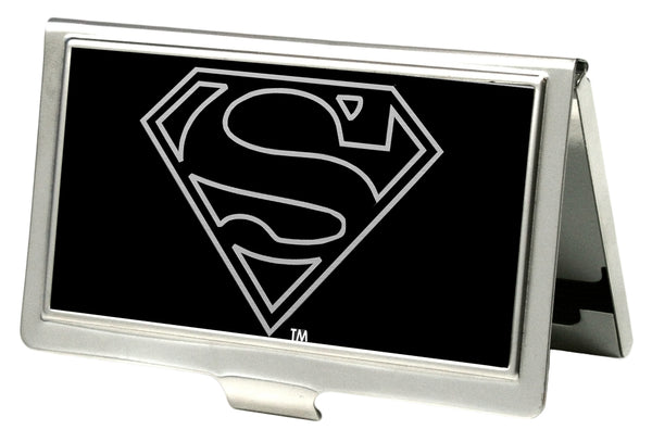 Buckle-Down Business Card Holder - SMALL - Superman Logo Outline Reverse Brushed