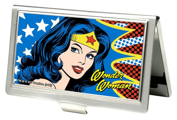 Buckle-Down Business Card Holder - SMALL - Wonder Woman Face w Stars FCG
