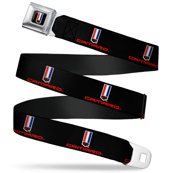 Buckle-Down Camaro Badge Full Color Seatbelt Belt - CAMARO Badge Logo REPEAT Webbing