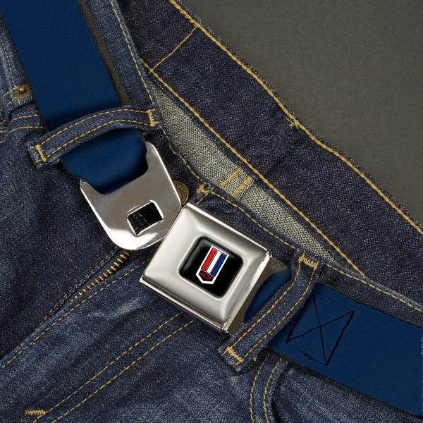 Buckle-Down Camaro Badge Full Color Seatbelt Belt - Navy Webbing