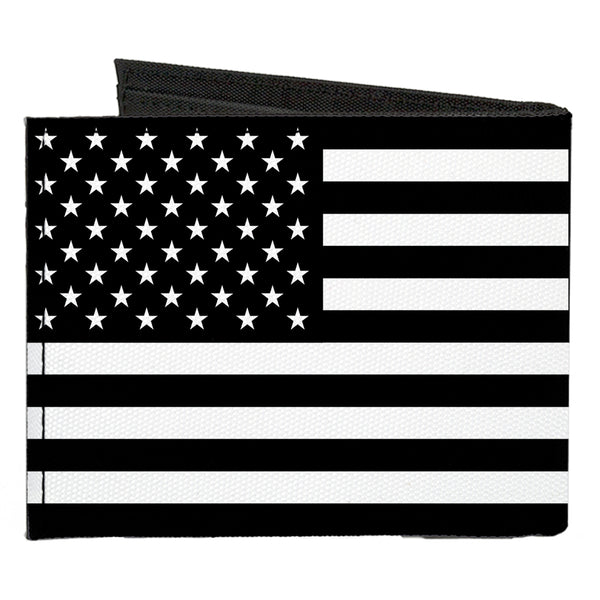 Buckle-Down Canvas Bi-Fold Wallet - American Flag Black White