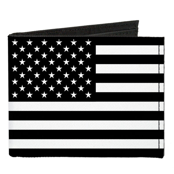 Buckle-Down Canvas Bi-Fold Wallet - American Flag Black White
