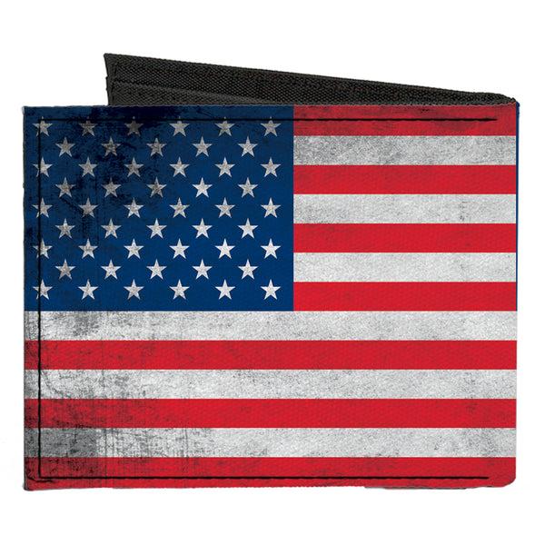 Buckle-Down Canvas Bi-Fold Wallet - American Flag Distressed