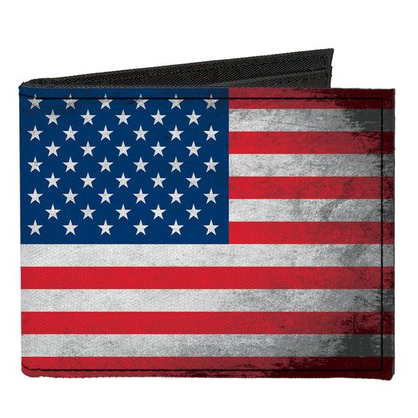 Buckle-Down Canvas Bi-Fold Wallet - American Flag Distressed