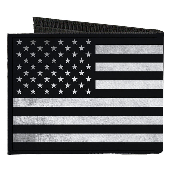 Buckle-Down Canvas Bi-Fold Wallet - American Flag Weathered Black White