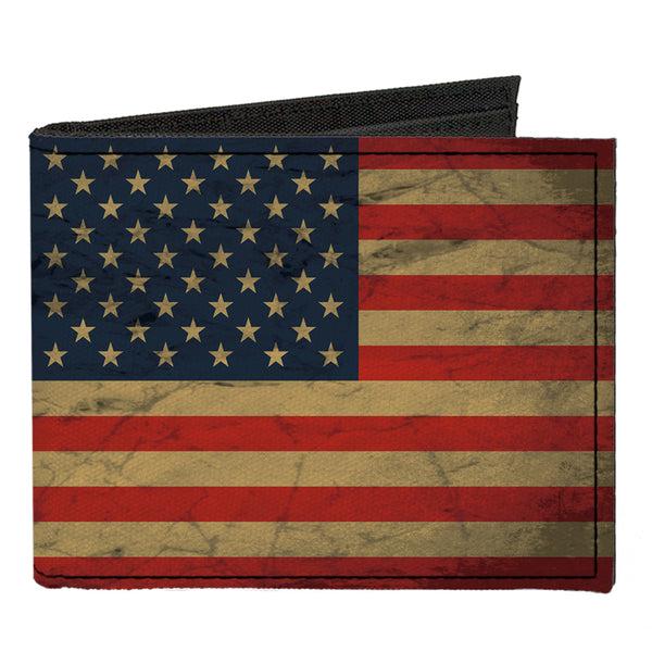 Buckle-Down Canvas Bi-Fold Wallet - American Flag Weathered