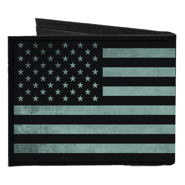 Buckle-Down Canvas Bi-Fold Wallet - Americana Stars & Stripes Weathered Black Gray