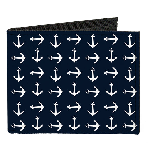 Buckle-Down Canvas Bi-Fold Wallet - Anchors Navy White