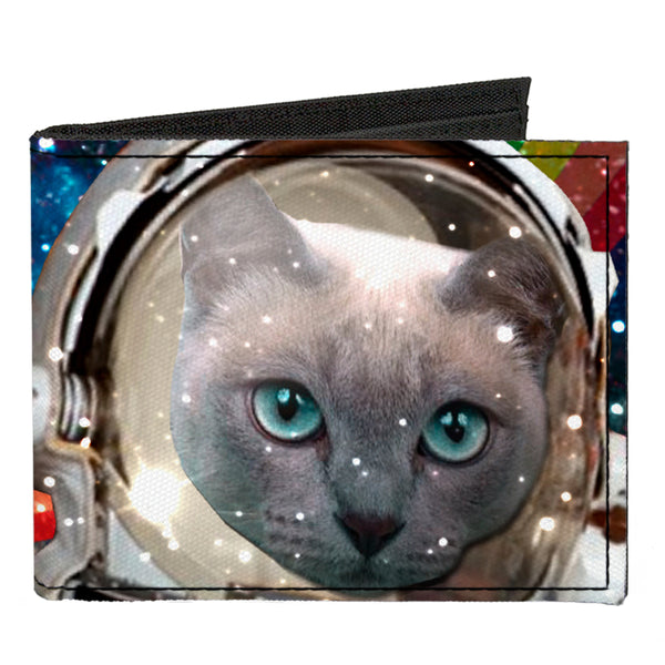 Buckle-Down Canvas Bi-Fold Wallet - Astronaut Cats in Space Rainbows Stars