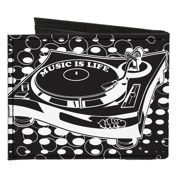 Buckle-Down Canvas Bi-Fold Wallet - B-Boy Turntable Black White