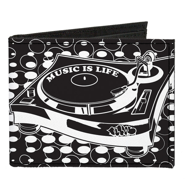 Buckle-Down Canvas Bi-Fold Wallet - B-Boy Turntable Black White