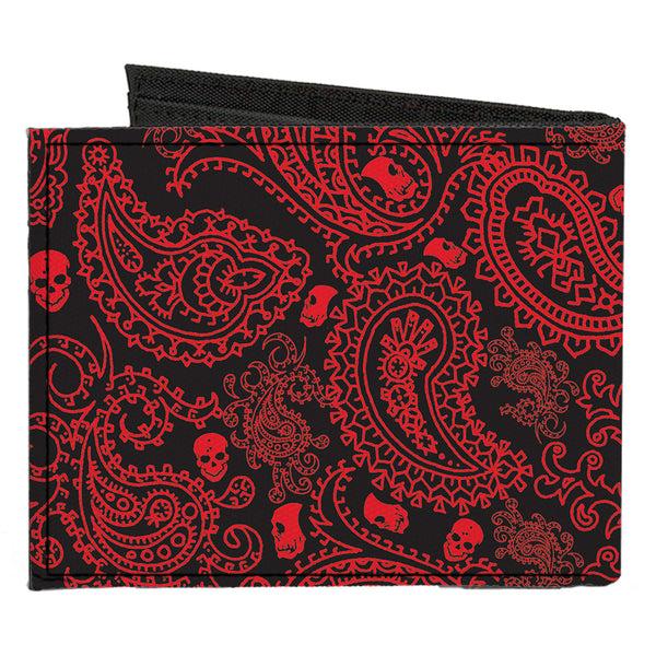Buckle-Down Canvas Bi-Fold Wallet - Bandana Skulls Black Red
