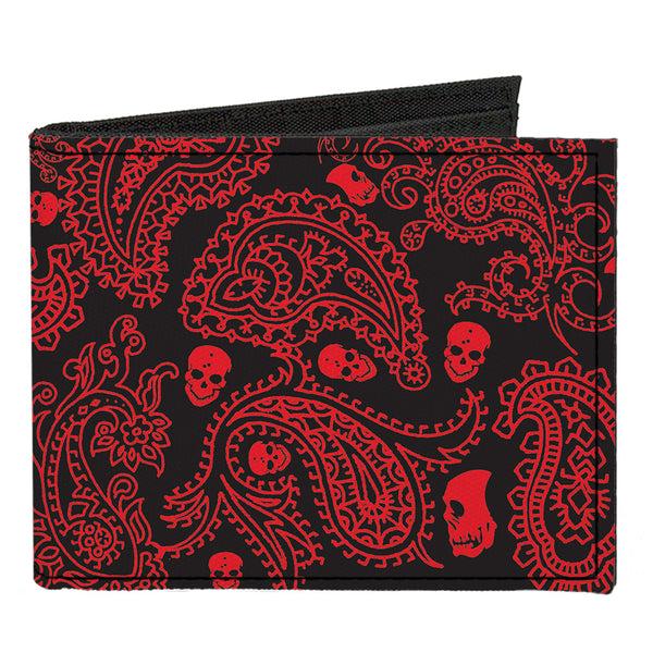 Buckle-Down Canvas Bi-Fold Wallet - Bandana Skulls Black Red