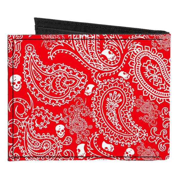 Buckle-Down Canvas Bi-Fold Wallet - Bandana Skulls Red White