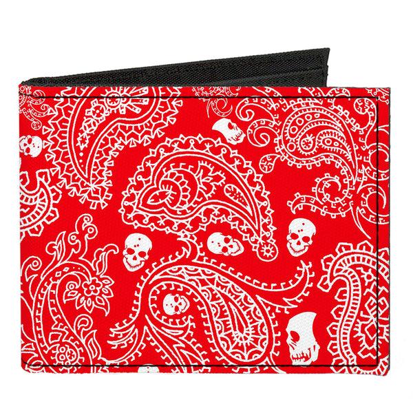 Buckle-Down Canvas Bi-Fold Wallet - Bandana Skulls Red White
