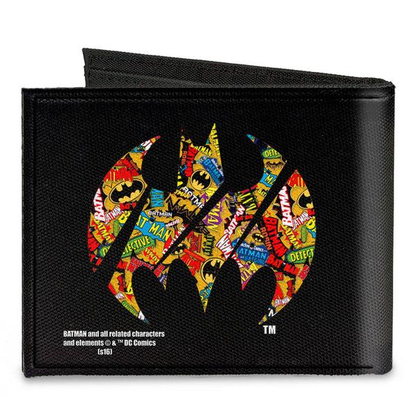Buckle-Down Canvas Bi-Fold Wallet - Bat Signal Black Logos Stacked