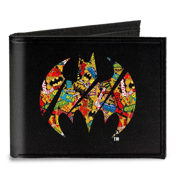 Buckle-Down Canvas Bi-Fold Wallet - Bat Signal Black Logos Stacked