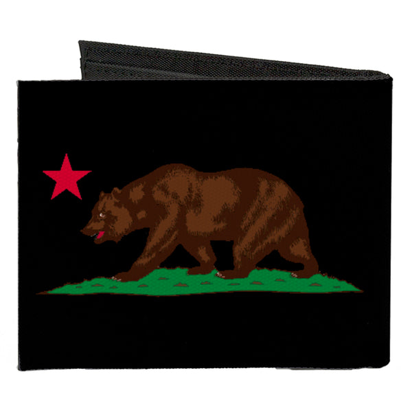 Buckle-Down Canvas Bi-Fold Wallet - California Flag Bear Black